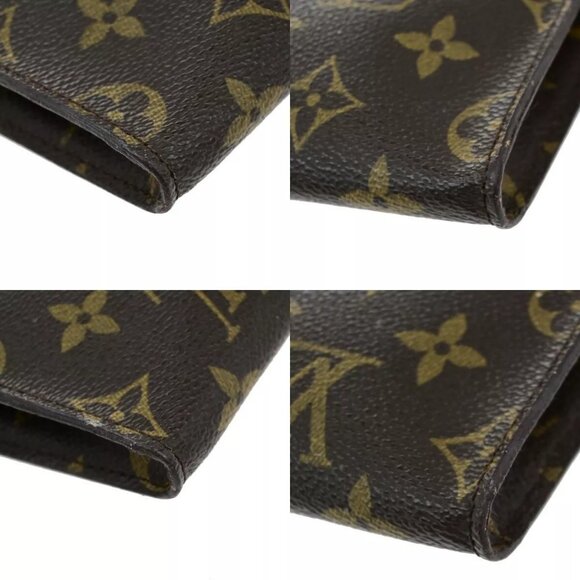 LOUIS VUITTON Logo BUCKET PM Pouch Bag Monogram Leather Brown France 60EE073 - Picture 7 of 13